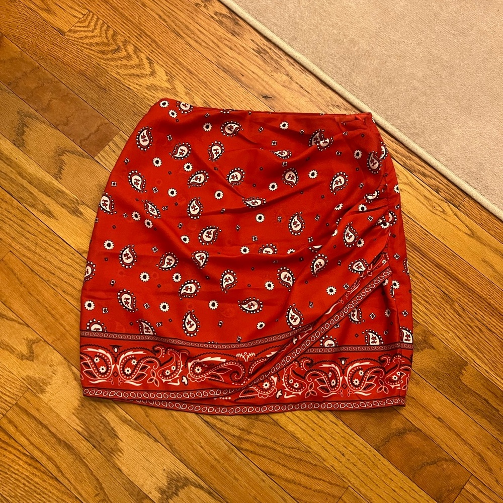 Red Paisley Mini Skirt
